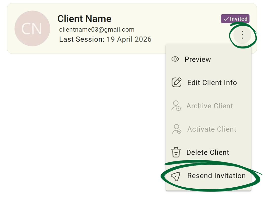 Click Resend Invitation screenshot